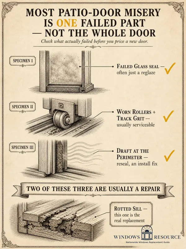Most Patio-Door Misery Is One Failed Part — Not the Whole Door