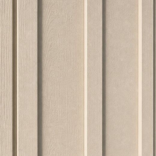 Board and batten vinyl siding swatch — wide vertical boards with narrow battens over the seams
