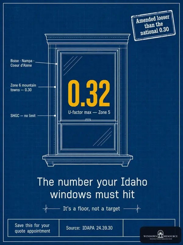 The U-factor Idaho code actually requires — a floor, not a target
