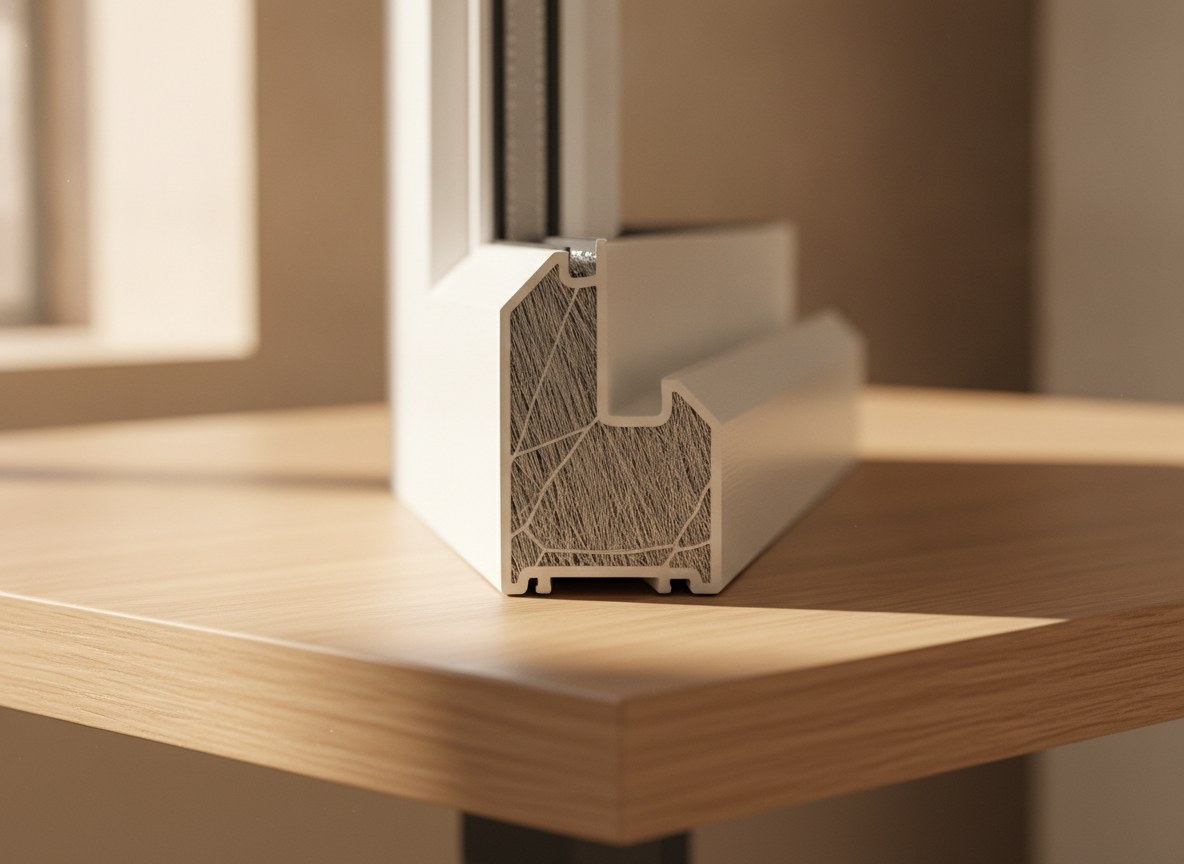 Cut fiberglass shows its glass strands — the reason it barely moves in heat.